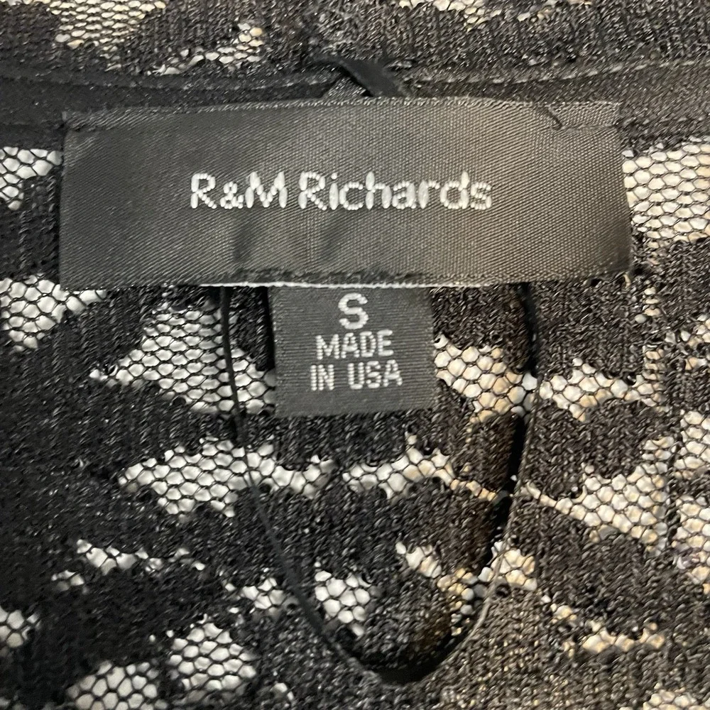 R &M Richards Floral Lace Cardigan Small Crop‎ Open Front Sequins Evening Event